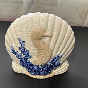 SeaHorse and shell beach ceramic table decor